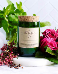 Wine Bottle Candle Rose, Pepper & Black Mint