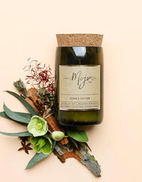Wine Bottle Candle Cedar & Saffron