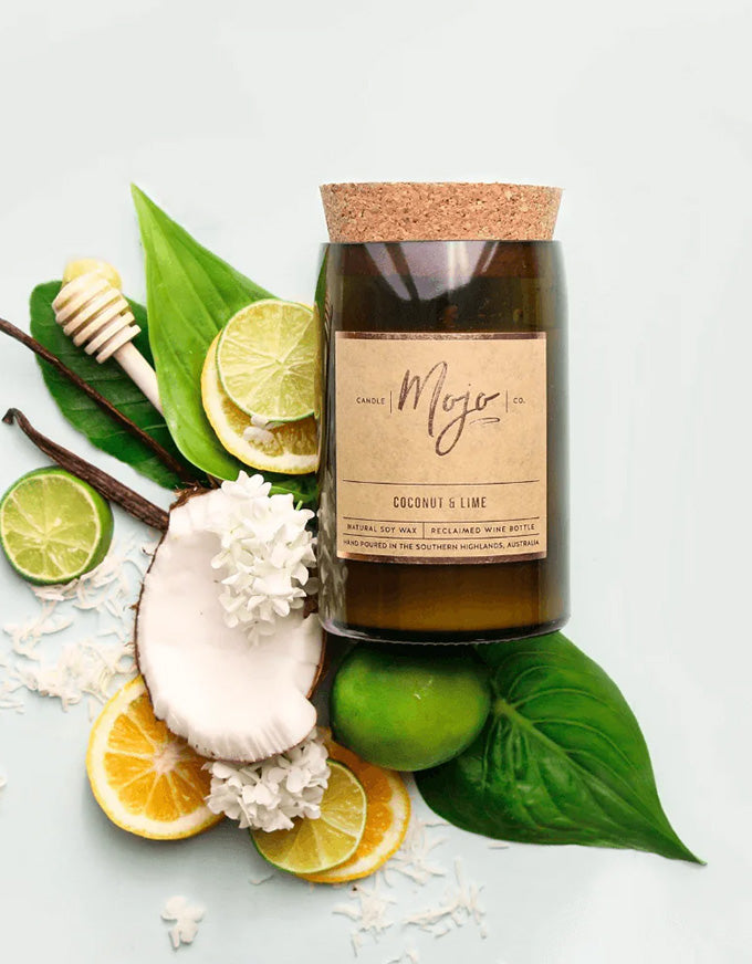 Wine Bottle Candle Coconut & Lime