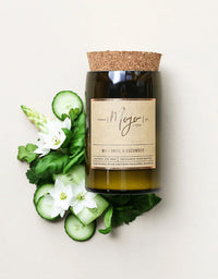 Wine Bottle Candle Wild Basil & Cucumber
