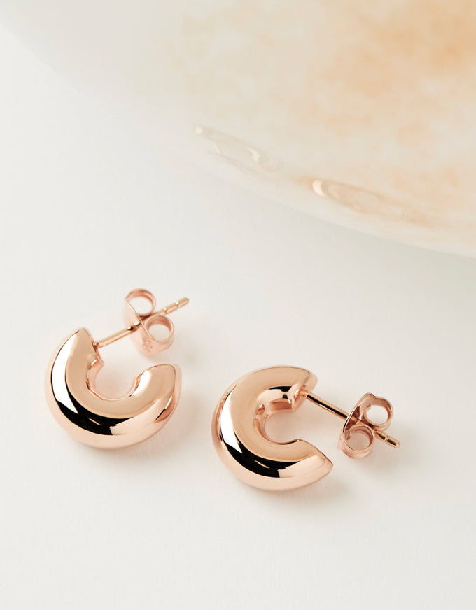The beautiful Moonbow Earrings, in Rose Gold.
