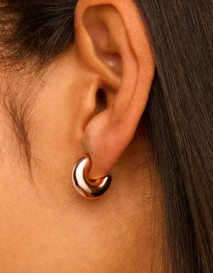 The beautiful Moonbow Earrings, in Rose Gold.