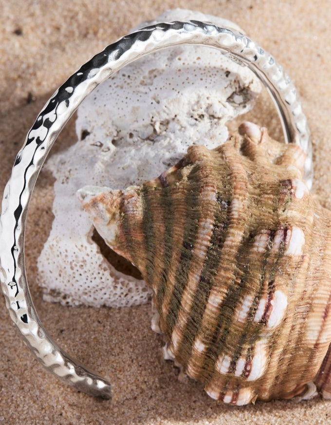 Moonglow 5mm Sterling Silver Beaten Bangle