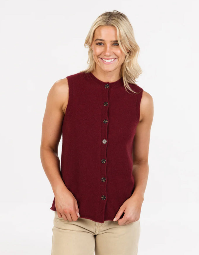 Sleeveless Cardigan Cherry