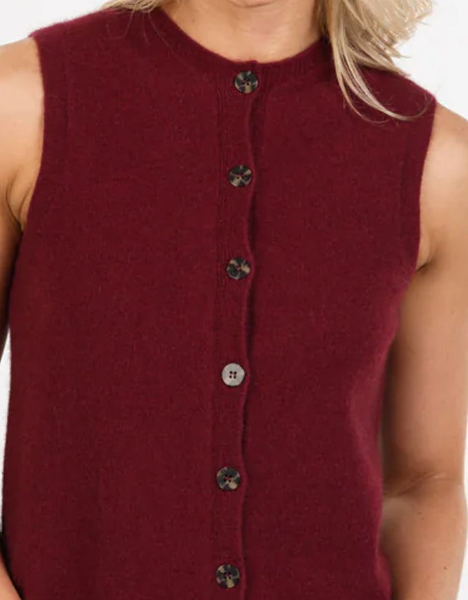Sleeveless Cardigan Cherry
