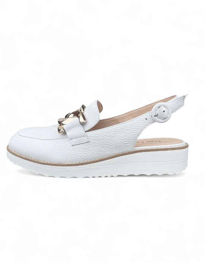 Ozten White Tumble Leather Flats