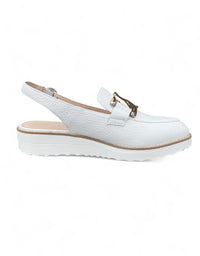 Ozten White Tumble Leather Flats