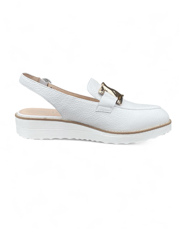 Ozten White Tumble Leather Flats