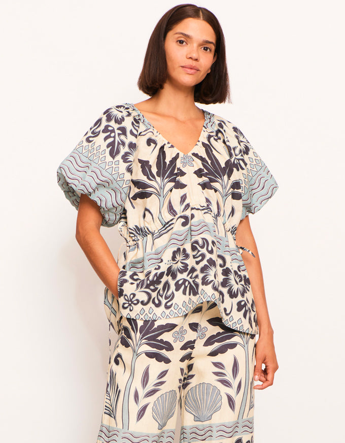 Paradise Tie Top Palm Print