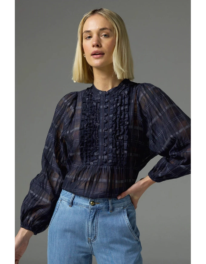 Passage Top Ink Black Check