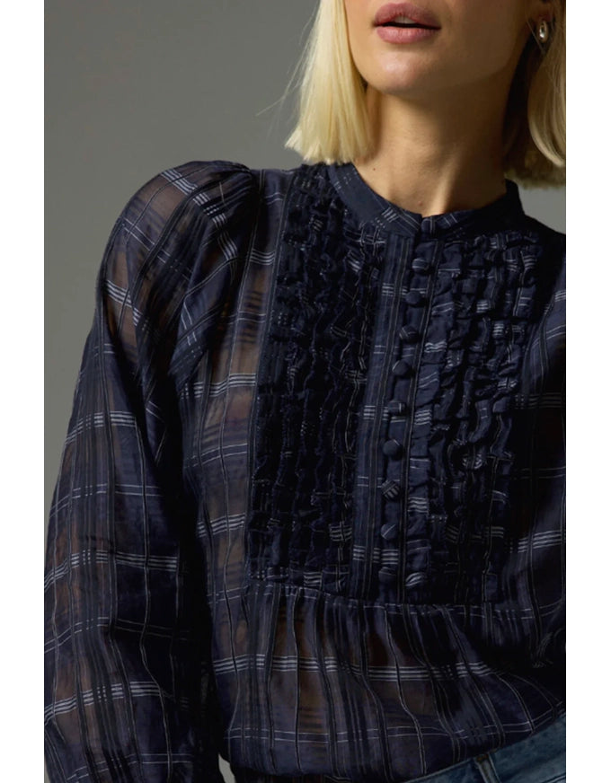 Passage Top Ink Black Check