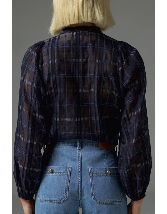 Passage Top Ink Black Check