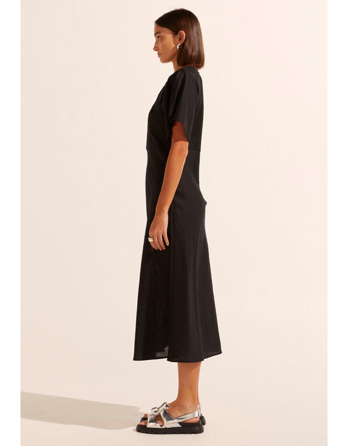 Pavillion Dress Black Linen by Zoe Kratzmann