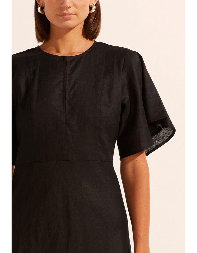 Pavillion Dress Black Linen by Zoe Kratzmann