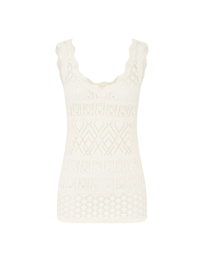 Bruna Pointelle Top White Splash