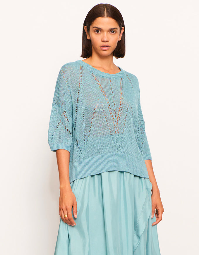 Pier Pointelle Knit Blue