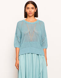 Pier Pointelle Knit Blue