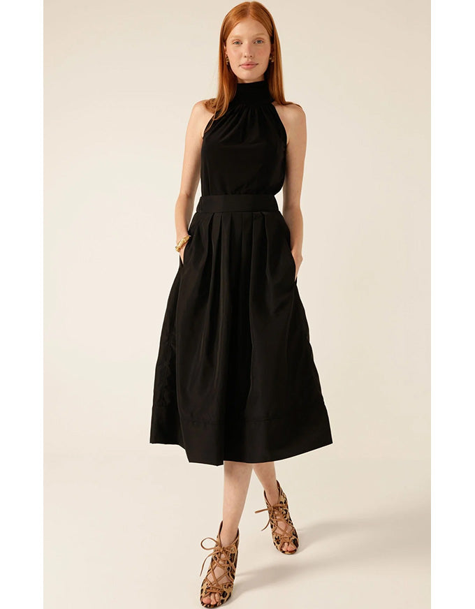 Pleated A Line Skirt Black