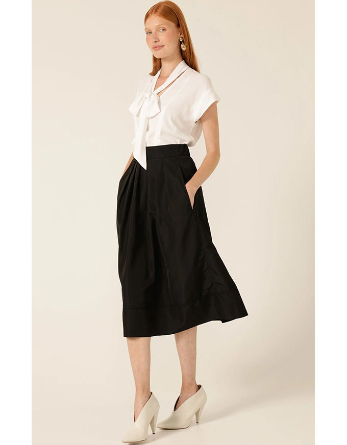 Pleated A Line Skirt Black
