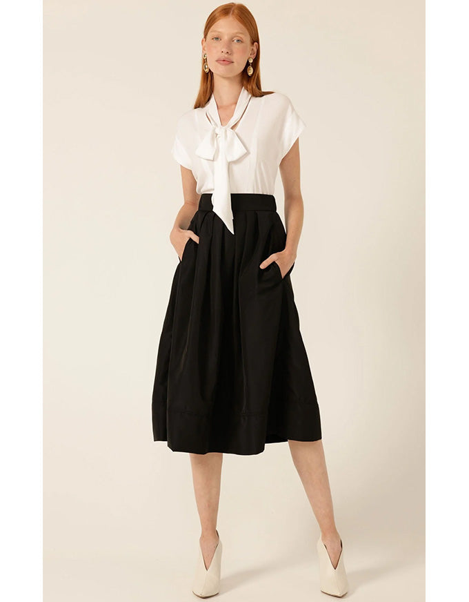 Pleated A Line Skirt Black