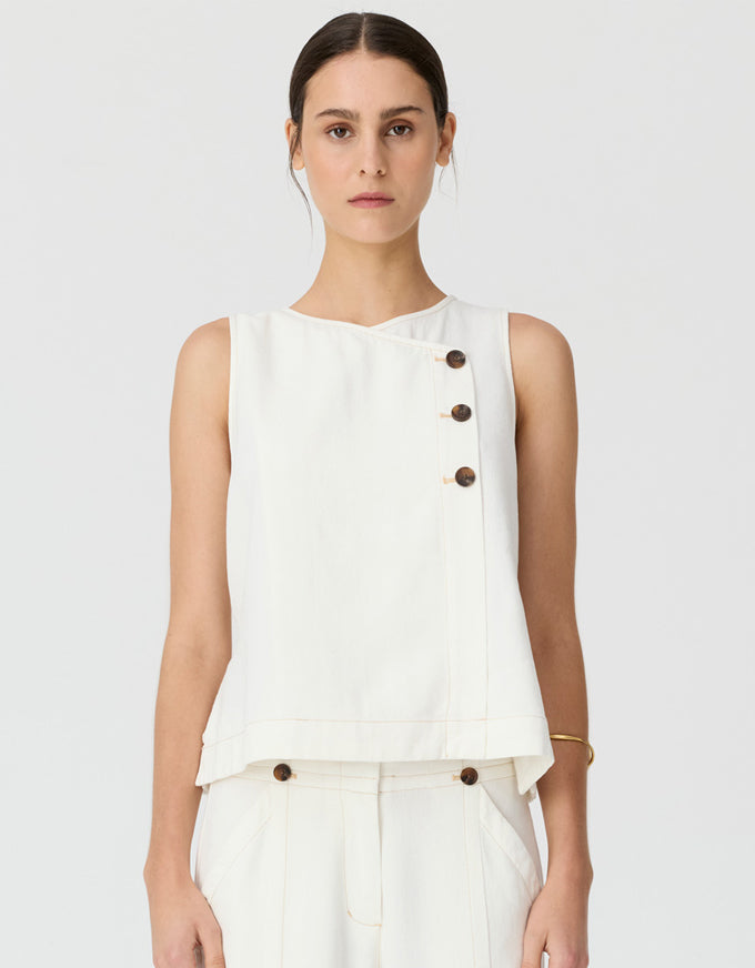 Anise Button Tank Chalk
