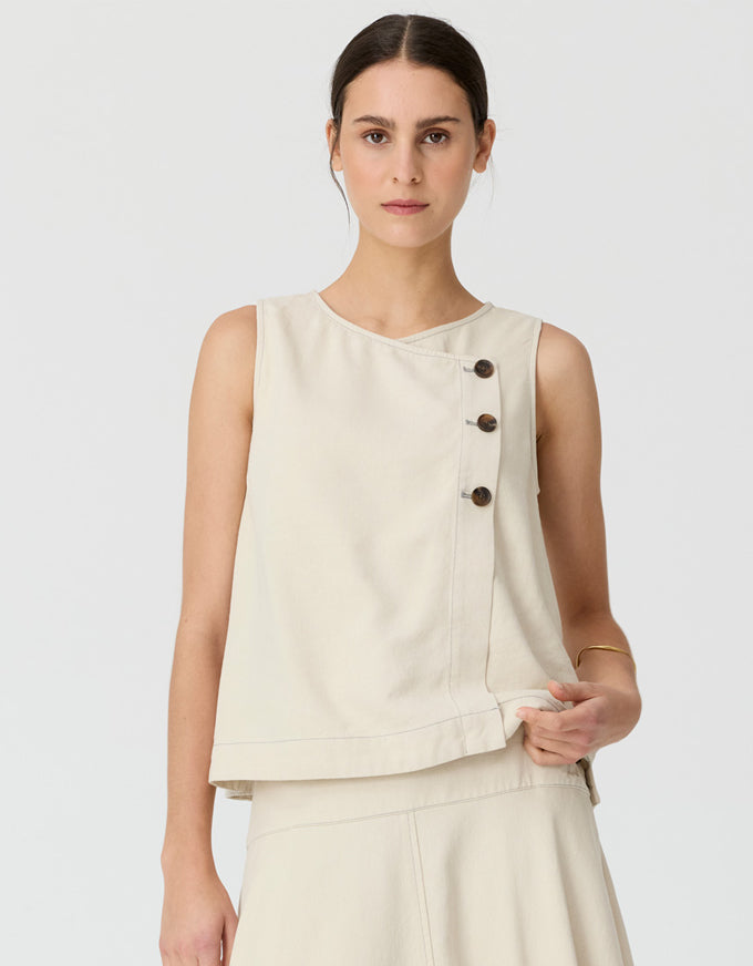 Anise Button Tank Pebble