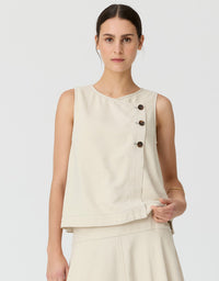Anise Button Tank Pebble