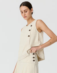 Anise Button Tank Pebble