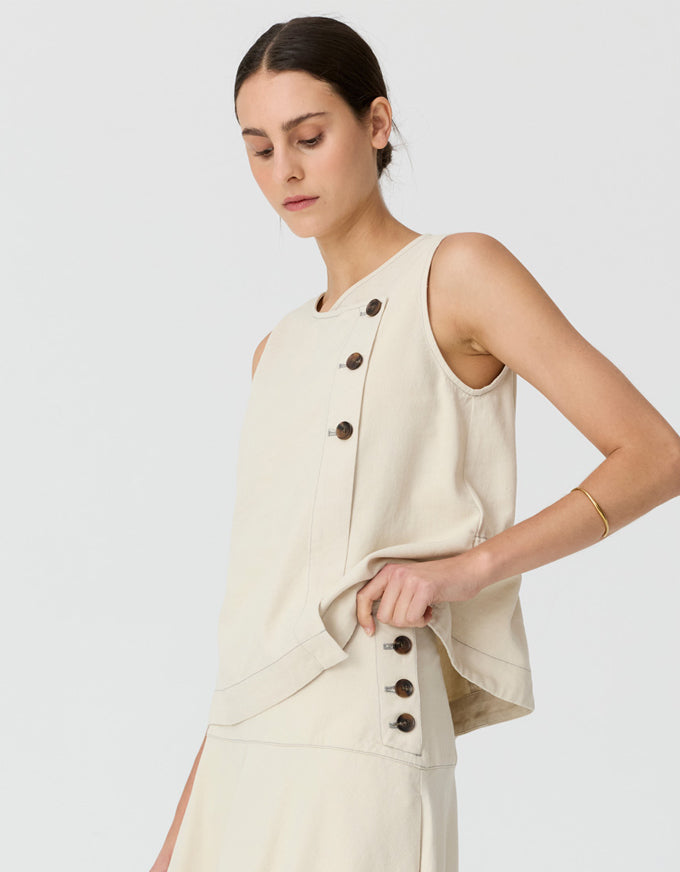 Anise Button Tank Pebble