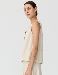 Anise Button Tank Pebble