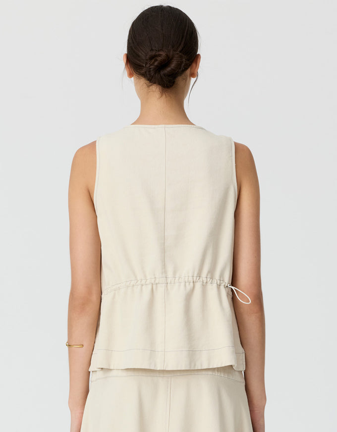 Anise Button Tank Pebble