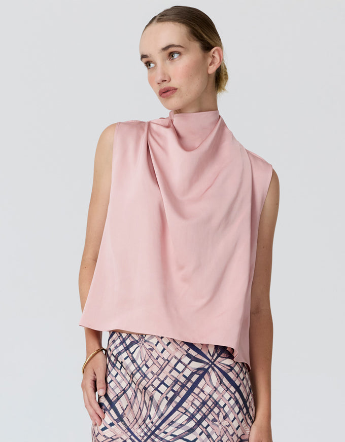 Innes Tie Neck Top Pink
