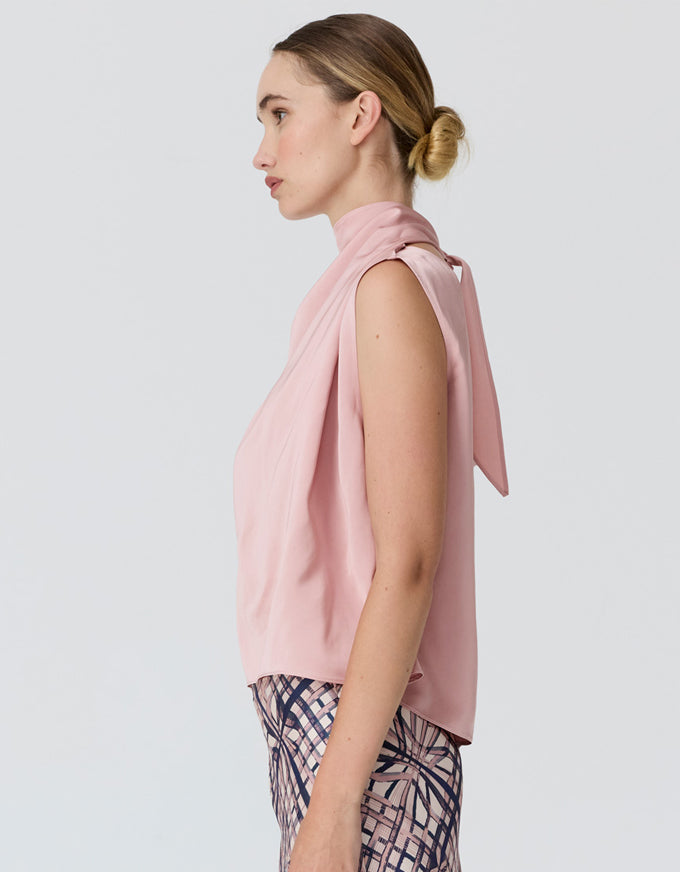 Innes Tie Neck Top Pink