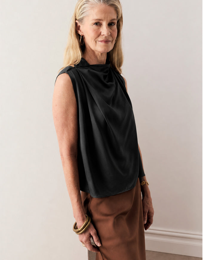 Innes Tie Neck Top Black