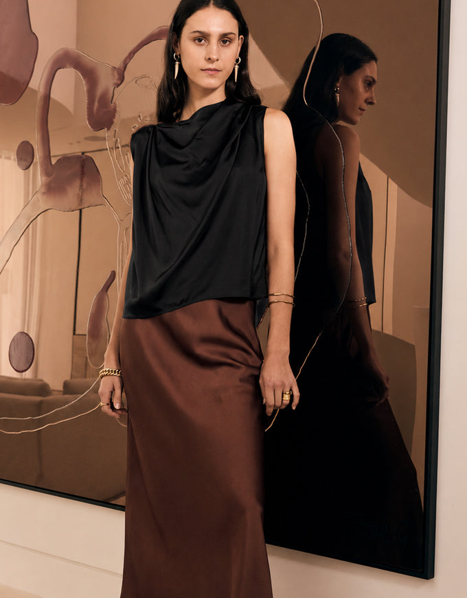 Innes Tie Neck Top Black