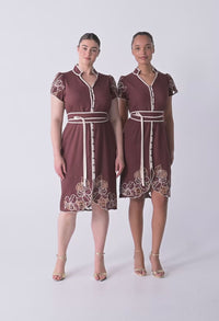 Ivy Linen Embroidery Detail Dress Rosewood