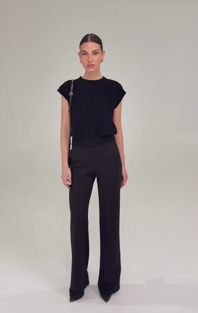 Bubble Knit Top Black