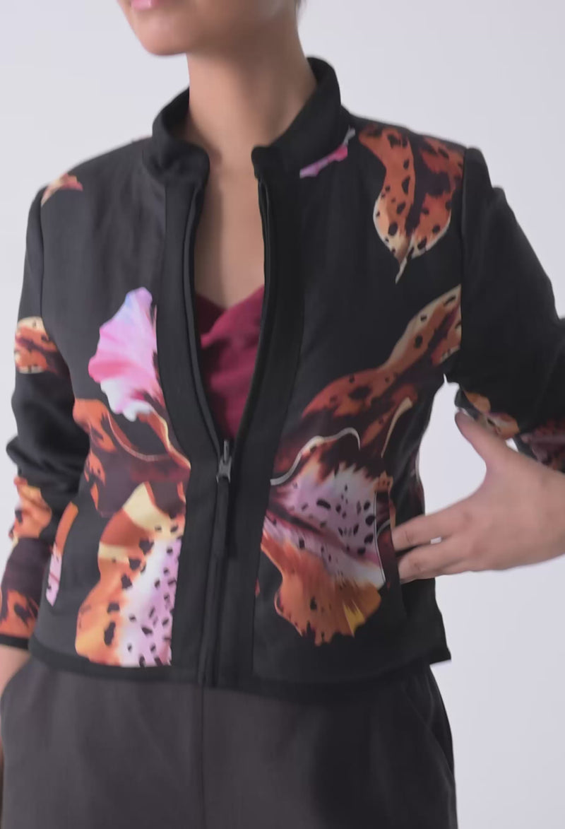 Delray Reversible Embroidered Jacket - Sunset Orchid
