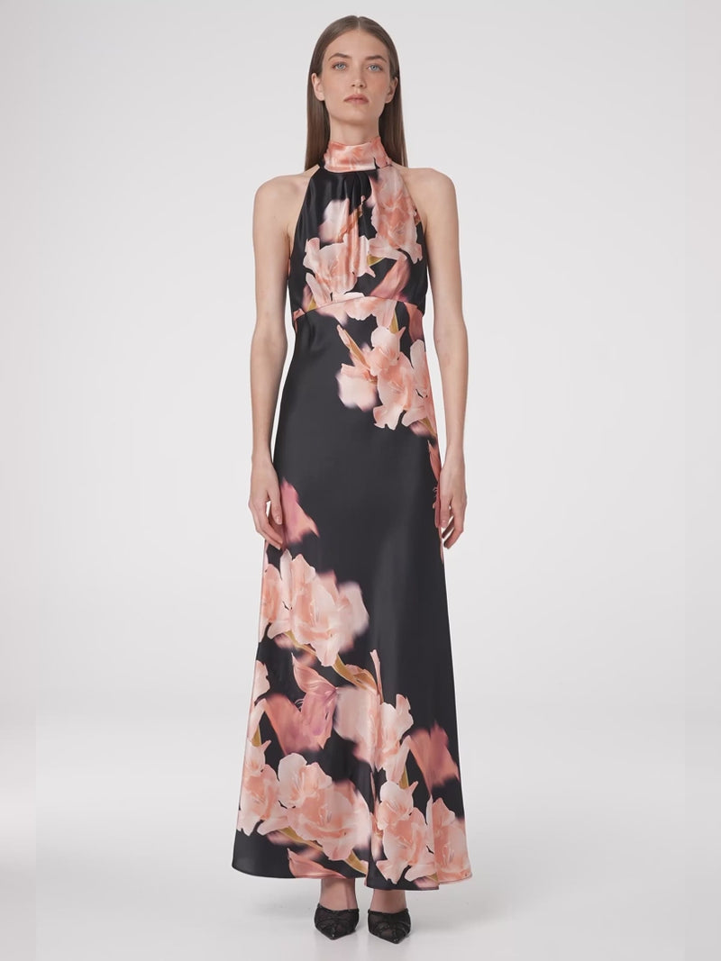 Coraline Sleeveless Dress - Coral Pink Black