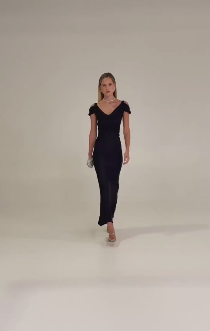 Sigrid Bias Dress Black - Australian Made