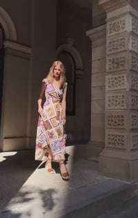 Sunset Chase Wrap Dress Choc Tile