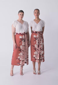 Adria Viscose Faille Midi Skirt Amber Vine