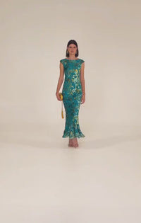 Heavenly Heights Maxi Dress Turquoise Gold