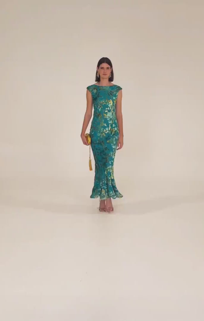 Heavenly Heights Maxi Dress Turquoise Gold