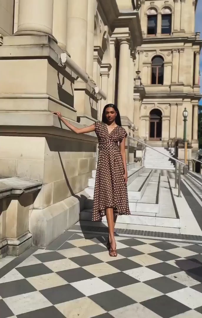 Dottie Wrap Midi Choc Cream Spot