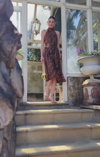 Maple Midi Dress Mocha Cream Spot
