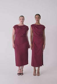 Monique Draped Neck Column Dress Ruby