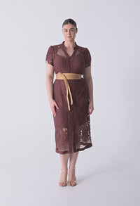 Solene Cotton Blend Lace Dress Rosewood