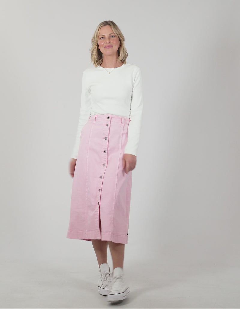 Florence Button Thru Skirt Splendid Pink