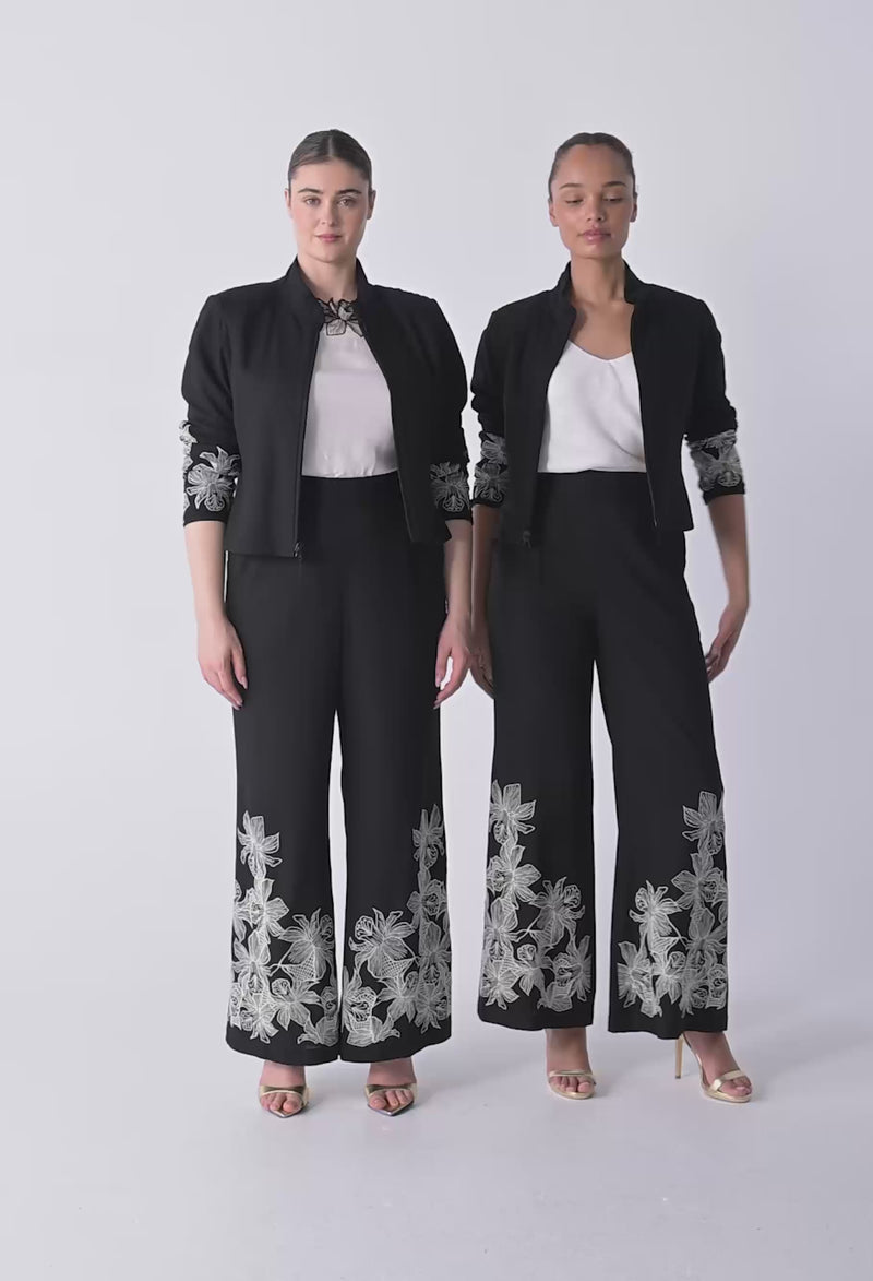 Willow Embroidery Detail Pant Black